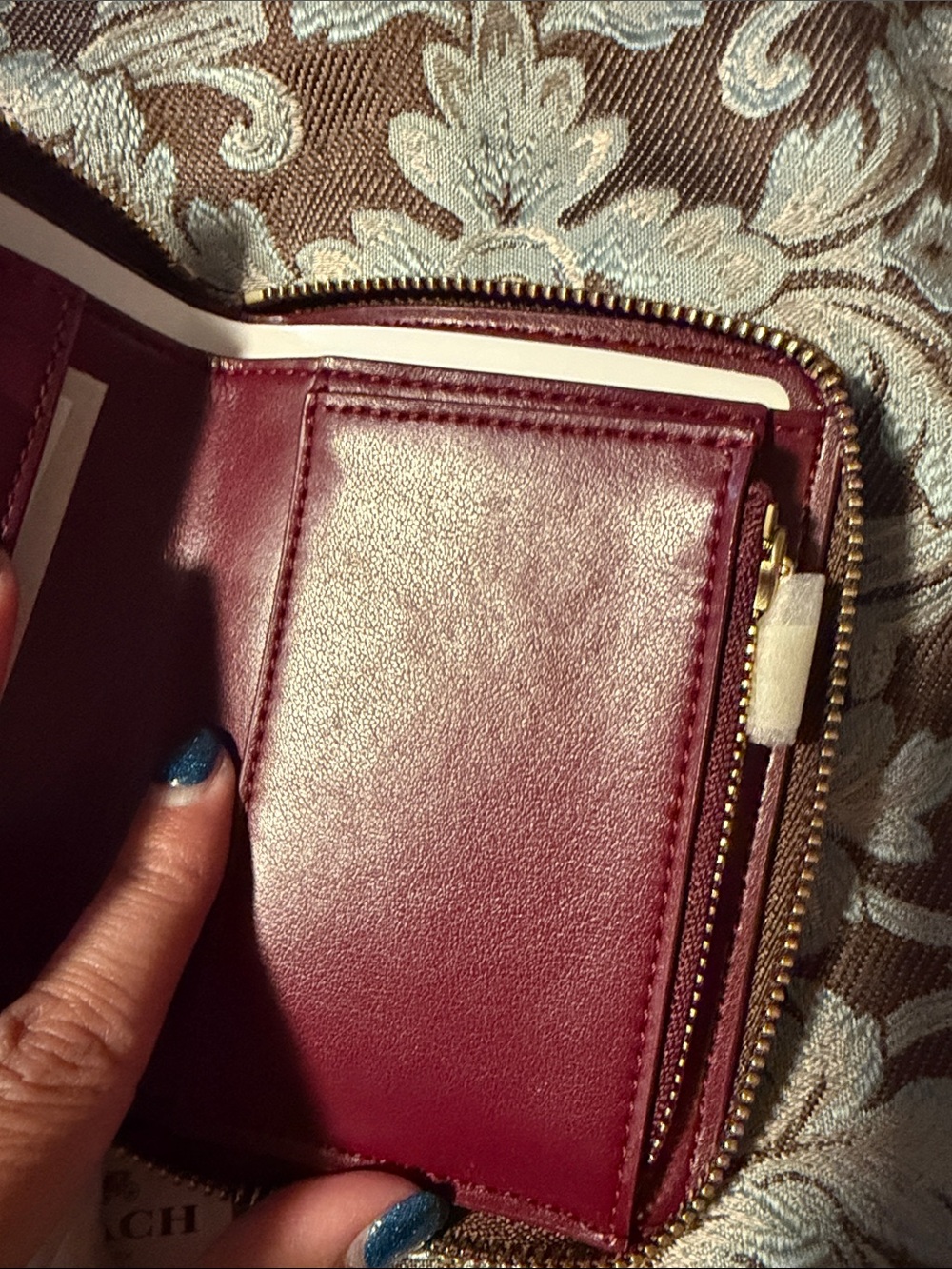 Coach Brown Signature Zip Wallet with Pink, Purple & Blue LOVE Graphic - Picture 3 of 6